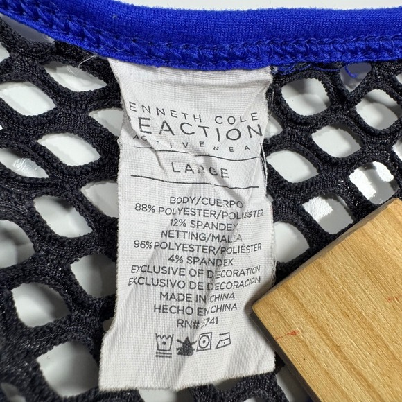 Kenneth Cole Activewear Sports Bra Racerback Mesh Athletic Top Blue Large‎ - Picture 5 of 5